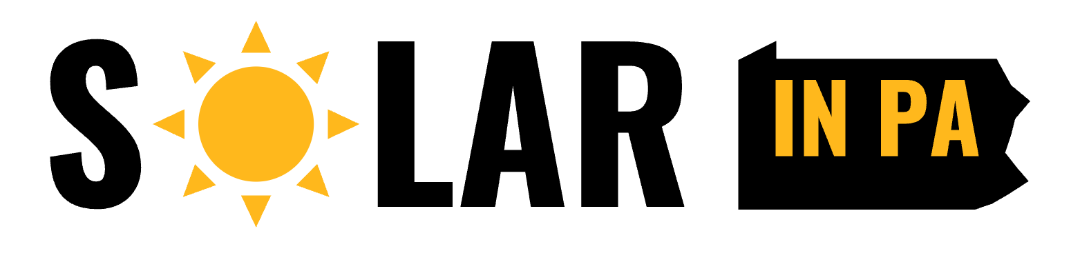 Solar In PA logo: the word Solar with a gold sun as the O, beside a black Pennsylvania shape reading In PA